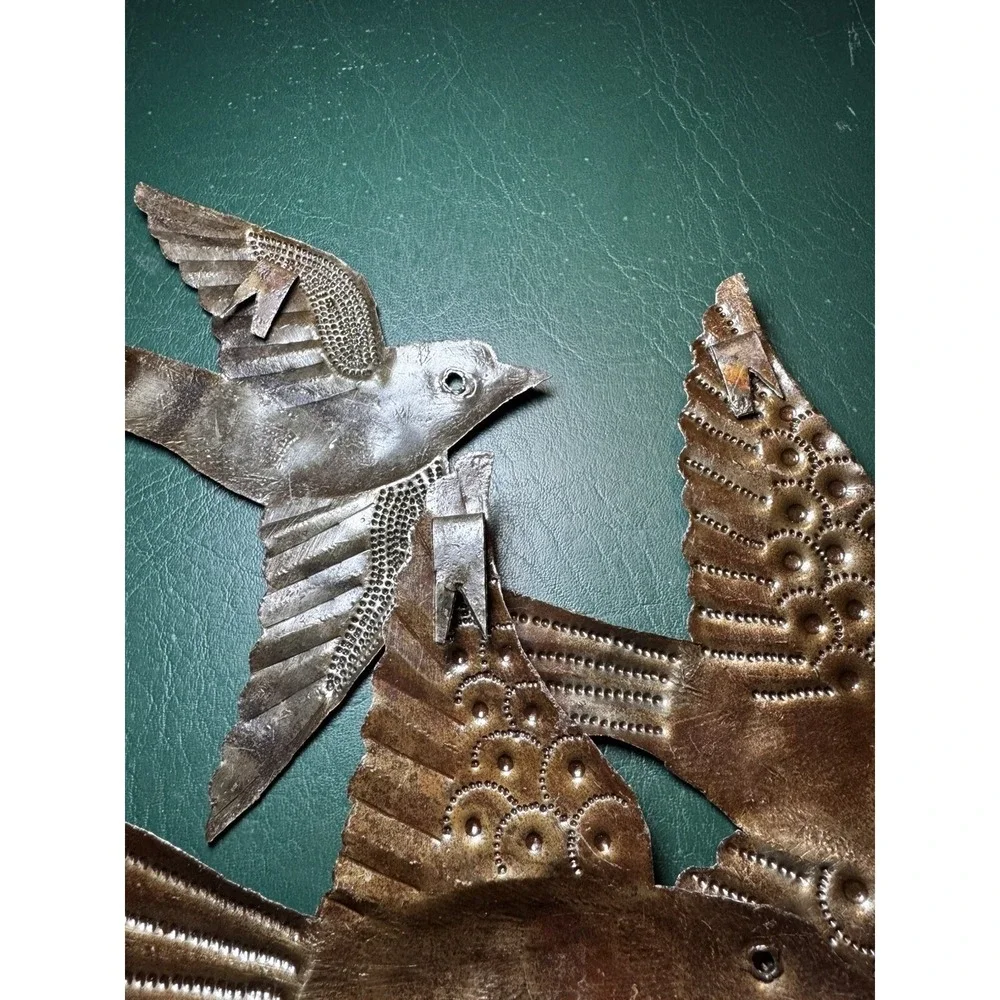MCM Style Birds Flying Made With Recycled Steel Handmade Set of 3